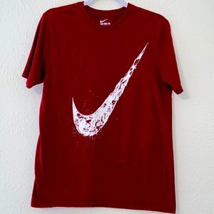 Red Nike Check Athletic Cut T-Shirt